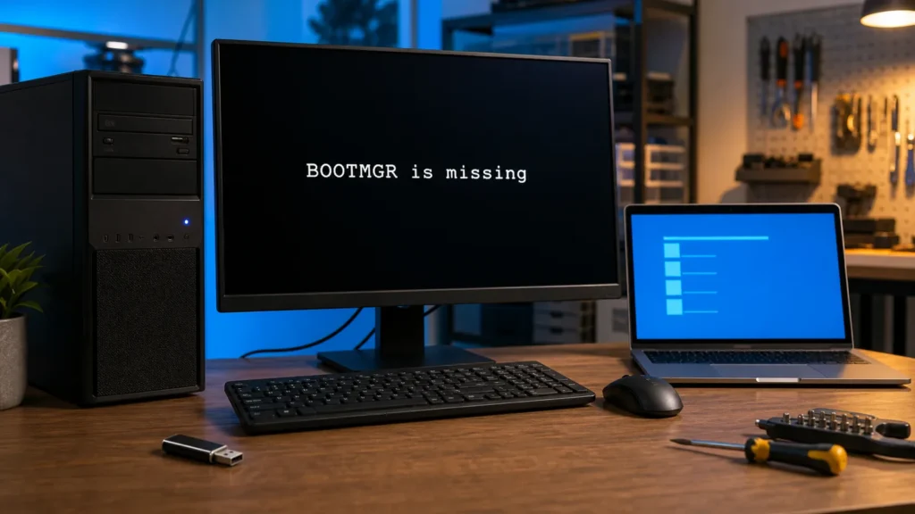 Ordenador con mensaje BOOTMGR is missing unidad USB retirada y portátil con recuperación de Windows