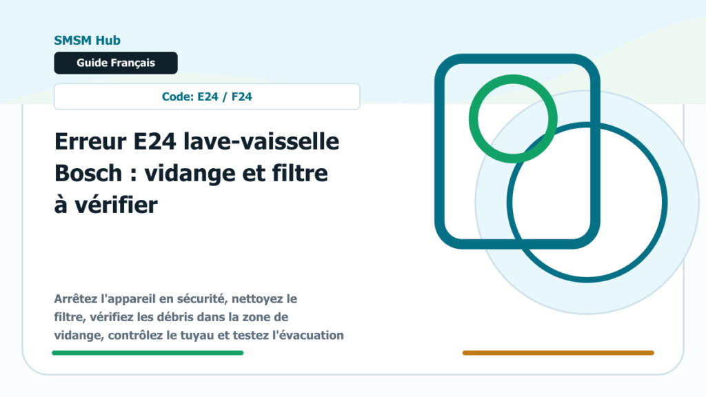 Erreur E24 lave-vaisselle Bosch : vidange et filtre à vérifier