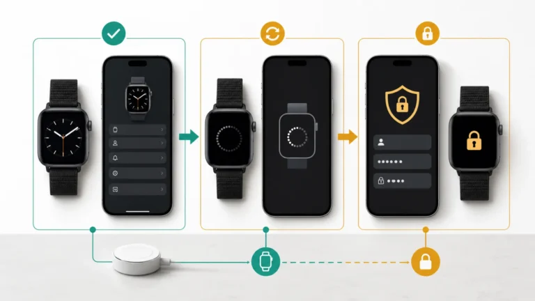 Apple Watch لا تقترن مع مقارنة واجهة الساعة وتعليق الاقتران وقفل حساب Apple