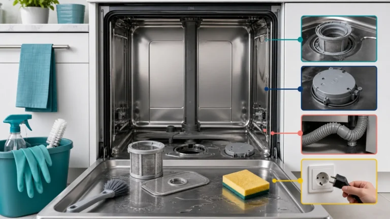 غسالة صحون بفلتر ومضخة وخرطوم تصريف مثني مع فرشاة وإسفنجة وفصل الكهرباء لتشخيص Bosch E22