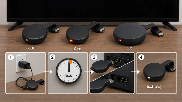 أجهزة بث HDMI تعرض لمبة برتقالية ثابتة ونابضة وحمراء مع طاقة دقيقة وHDMI وإعادة ضبط أخيرة