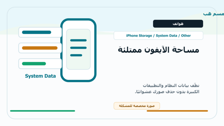 مساحة iPhone ممتلئة بسبب System Data: ماذا تحذف؟ - صورة توضيحية مخصصة من سمسم هب