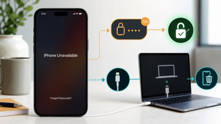 iPhone Unavailable decision between a previous passcode within 72 hours and recovery mode erase