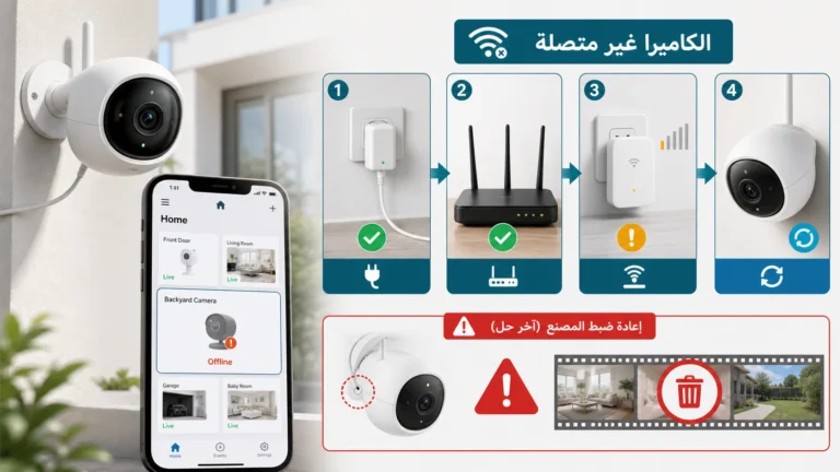 كاميرا Google Nest غير متصلة مع مسار فحص الطاقة والراوتر والمقوي قبل إعادة الضبط