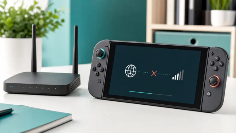 Nintendo Switch 2 بجوار الراوتر أثناء اختبار انقطاع Wi-Fi واتصال الإنترنت