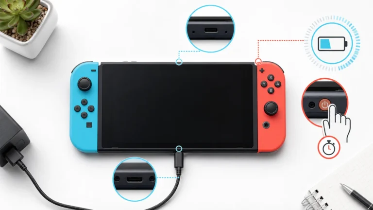 Nintendo Switch 2 بشاشة سوداء مع اختبار زر الطاقة ومنفذي USB-C ومؤشر البطارية