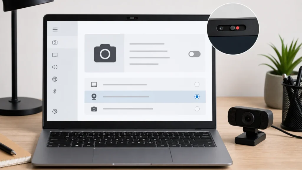 فحص غطاء خصوصية كاميرا اللابتوب وإعدادات الكاميرا في Windows
