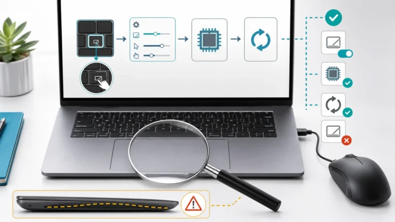 لابتوب ولوحة لمس تحت عدسة مع ماوس USB ومسار زر التعطيل والإعداد والتعريف وتحذير انتفاخ أسفل الهيكل