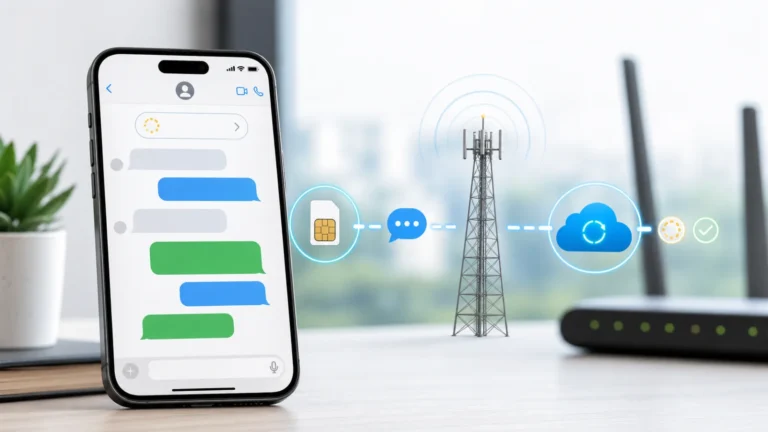 هاتف ينتظر تفعيل خدمة الرسائل عبر الشريحة ورسالة SMS وشركة الاتصالات ثم خادم الخدمة