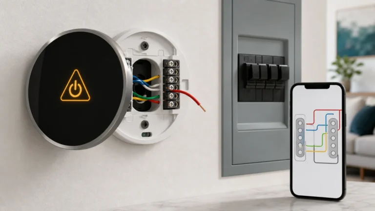 ترموستات Nest يعرض تحذير طاقة مع فحص سلك Rc بعد إطفاء القاطع